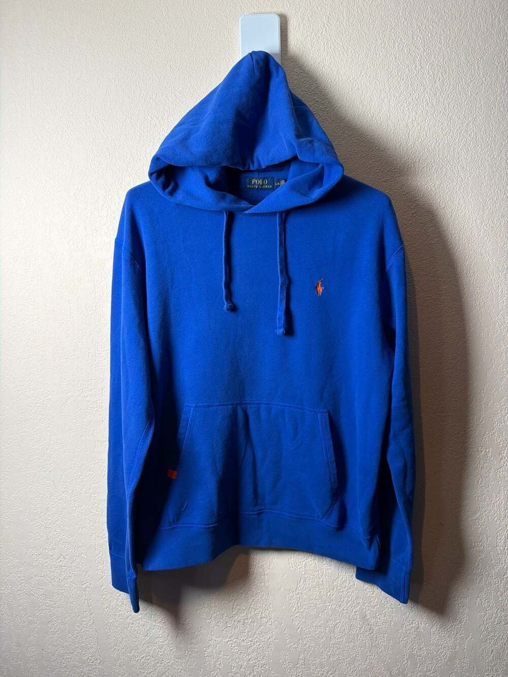 Polo Ralph Lauren Royal Blue Fleece Hoodie Orange Pony Size L